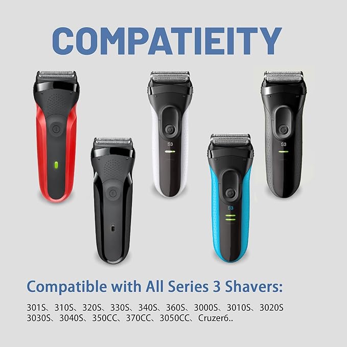 Series 3 32B Replacement Head, Series 3 Electric Shaver Replacement Head for Braun S3 Foil & Cutter Razor Heads, Applicable for Braun S3 3040s 3010s 310s 3000s 3050cc 3080s 390cc Etc 2pack