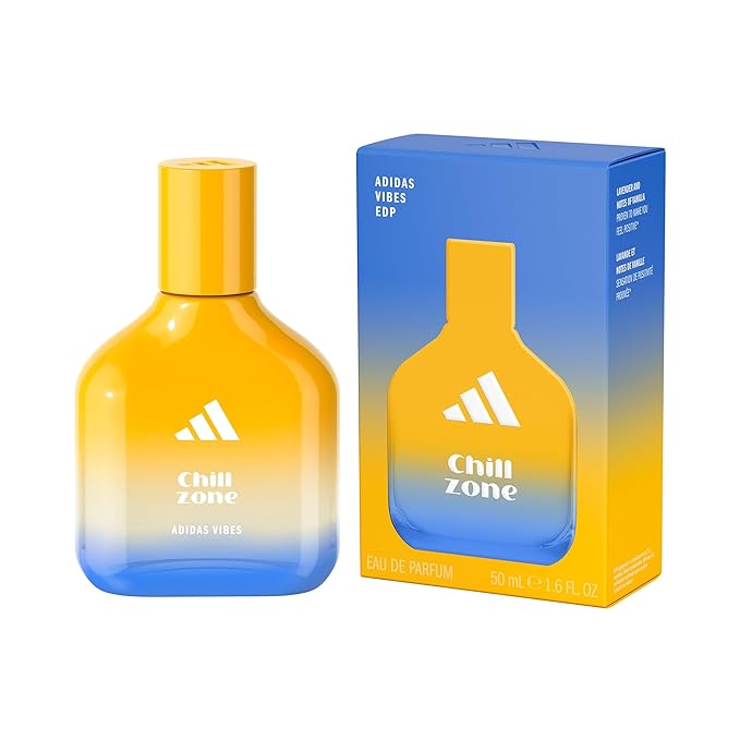 Adidas Vibes Chill Zone Eau de Parfum 1.6 fl oz (Pack of 1), Notes of Amber, Lavender, and Vanilla, Unisex Fragrance, Long Lasting, Sporty Fragrance, Travel Size