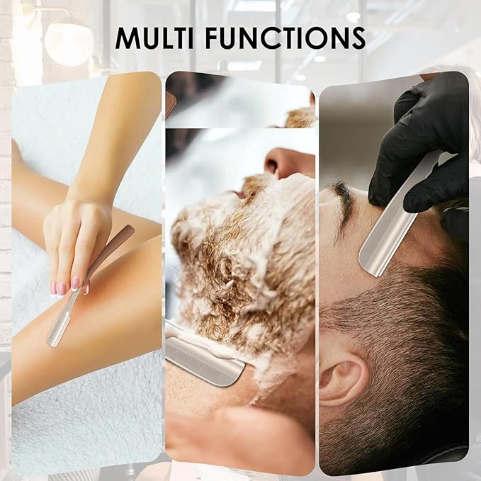 Straight Razor for Men, Professional Barber Razor with 20 Stainless Steel Blades, Edge Single Blade Shavette Shaving Razor for Smooth Precise Shave