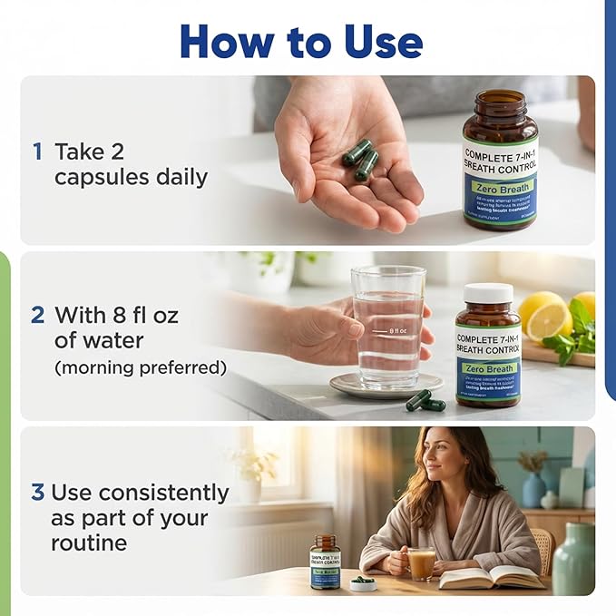 Zero Breath Capsules, Zero Breath 7 in 1 Bad Breath Solution with Organic Chlorophyllin, Natural Mint Extract, Magnesium Citrate and More