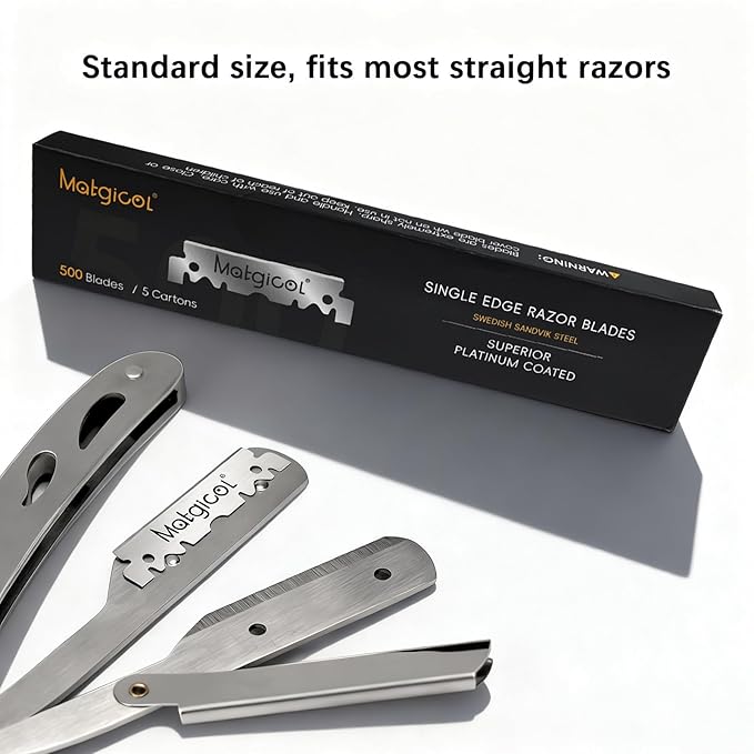 Single Edge Razor Blades Refills - 500 Count Swedish Premium Platinum Straight Razors Blades for Men - Sharp, Smooth and Comfortable Shaving