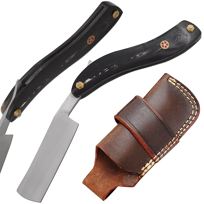 Straight Razor | Straight Edge-Razor Red Wood & Bone Handle- Sharp | High Hardness Stainless Steel Cutthroat Straight Edge Blade | Barber Razor (220)