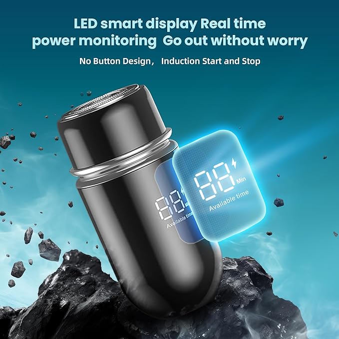 Mini Portable Electric Shaver,13000 RPM Powerful & Silent,IPX7 Waterproof,Type-C Fast Charging, Automatic Induction Travel Razor for Men/Women (Black)