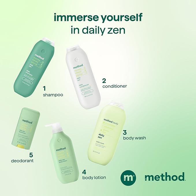 Method Daily Zen Conditioner - Nourishes & Hydrates, Safe for Color-Treated Hair - Sulfate free, Paraben free & Silicone Free - 13.5 oz, Pack of 3