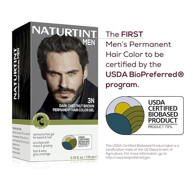Naturtint Mens Permanent Hair Color for Hair Beard and Mustache (3N Dark Chestnut Brown)