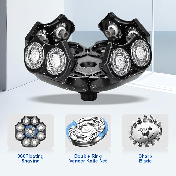 9 Blades Shaver Head - 2 Pack Men's Electric 9D Shaver Replacement Heads Universal Replacement Blade Head Electric Razor for men,black