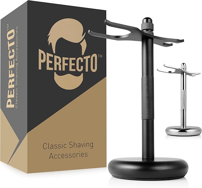 Perfecto Black Stand + Black Shaving Brush