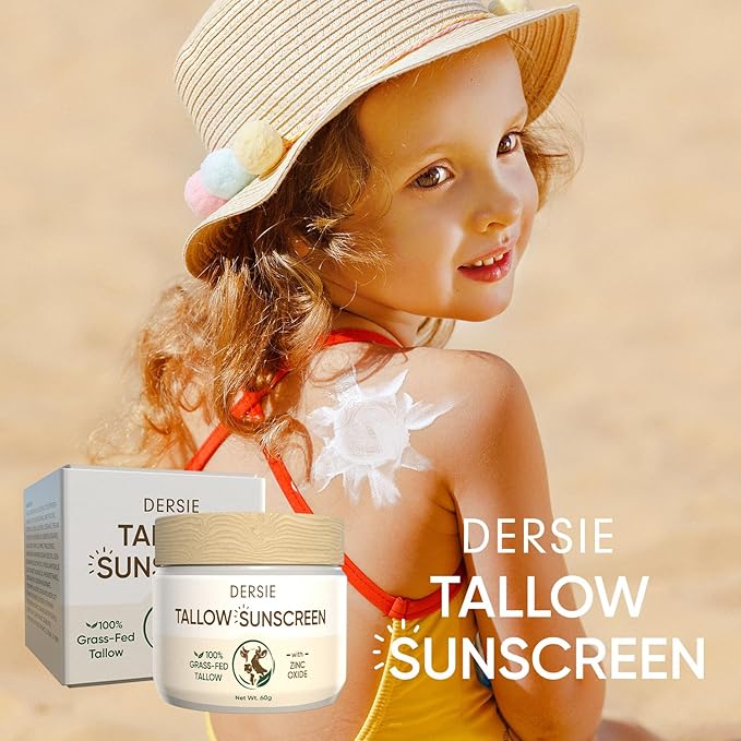 (Pack of 2) Organic Beef Tallow Sunscreen SPF 30: Instant Sun Protection with 100% Grass Fed Tallow and Zinc Oxide - Deep Hydration & Non-Greasy Formula for Adults and Kids (2.12 oz Each)