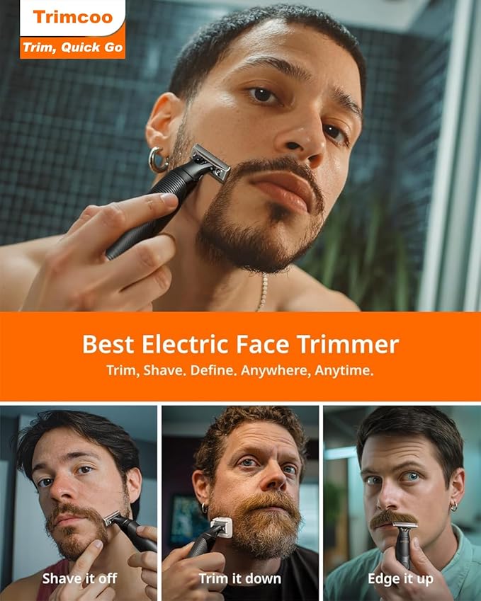 Men's Electic Beard Trimmer with 12-in-1 Rotating Combs - Professional Precision Styling,Magnetic Snap Blade, Wet/Dry Use, USB-C Fast Charge, Travel Friendly - Ideal for All Beard Styles