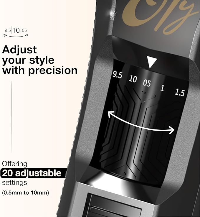 Oty Beard Trimmer for Men Adjustable - Waterproof Cordless Hair Clippers with 20-Length Dial, Stainless Steel Blades, LED Display & Travel Lock - Rechargeable Grooming Kit – Ideal Gift for Men