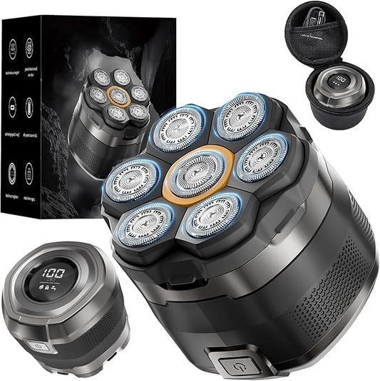 Head Shaver for Bald Men,7D Electric Bald Razor with Storage Bag,Waterproof Wet Dry Shaving,Cordless Bald Head Shaving Kit,Rechargeable Shavers for Scalp/Face/Beard,USB-C Fast Charging,Men's Gift