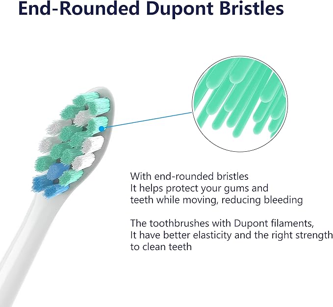 Toothbrush Replacement Heads Compatible with Philips Sonicare Replacement Heads, Electric Brush Head for 4100 5100 6100 9023 W Optimal Plaque Control 10 Pack, Green-blue
