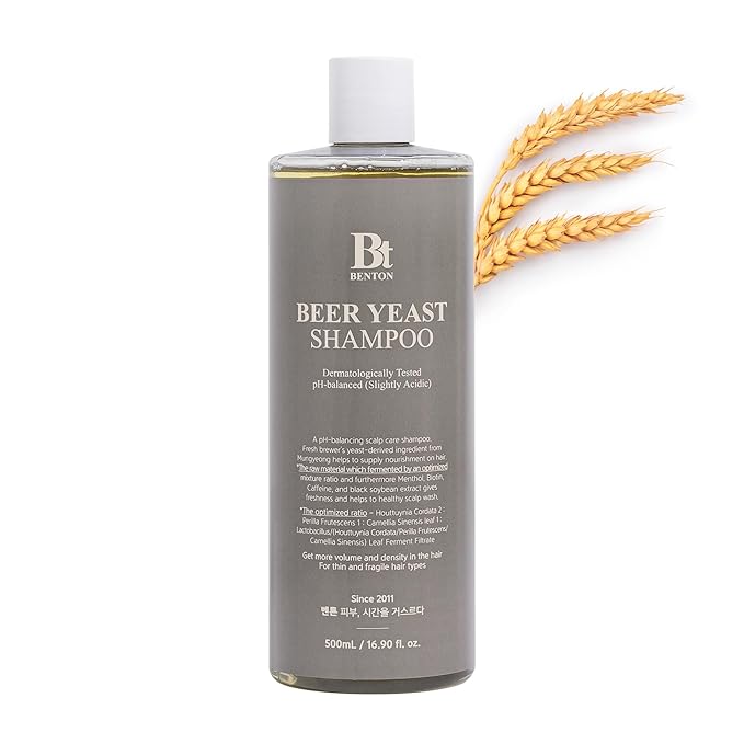 BENTON Beer Yeast Shampoo, Hair Loss Relief Biotin Shampoo for Thinning Hair – Volumizing, Regrowth Therapy, Scalp Calming – Paraben, Sulphate Free - 16.0 fl.oz.