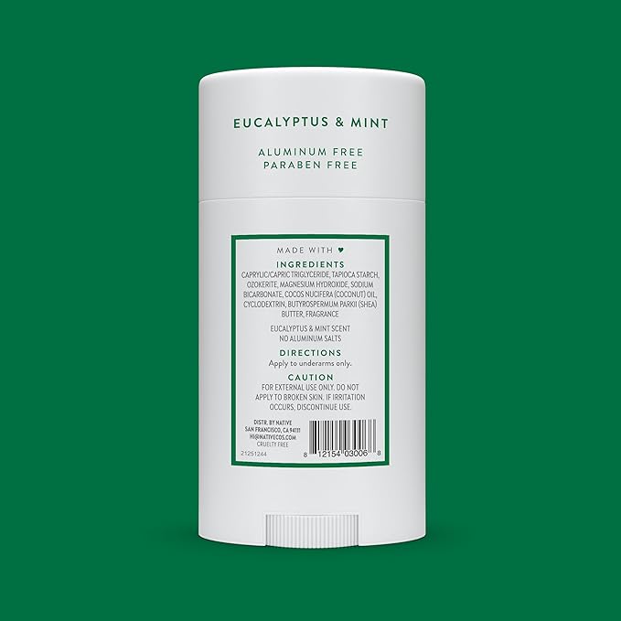 Native Deodorant | Natural Deodorant for Men, Aluminum Free with Baking Soda, Coconut Oil and Shea Butter | Eucalyptus & Mint