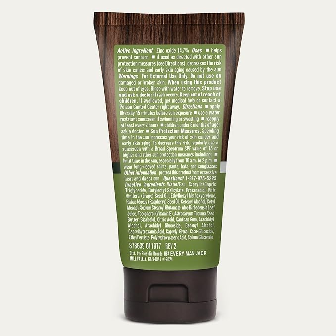 Every Man Jack Men's Mineral Face Lotion w/Broad Spectrum SPF 30 Sunscreen w/Zinc Oxide - Dermatologist Tested UVA/UVB Protection - Daily Moisturizer to Protect & Relieve Dry Skin - 2 Fl Oz (2 Pack)