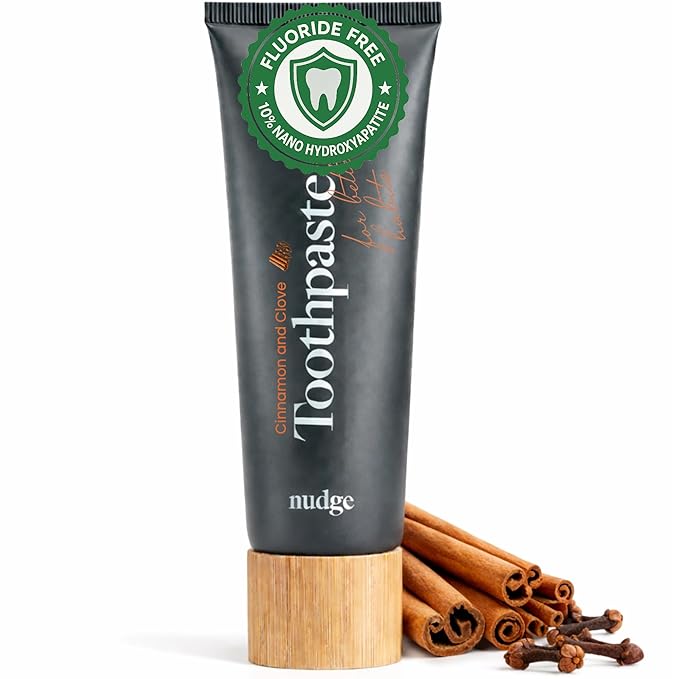 Nudge 10% Nano Hydroxyapatite Toothpaste, Enamel Friendly Advanced Clean, Fluoride Free & SLS Free, Natural Cinnamon & Clove, 4.5 oz
