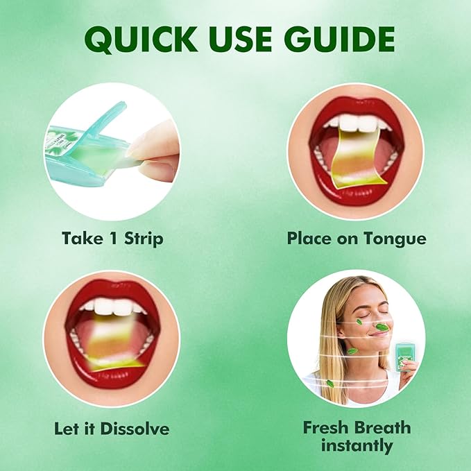 Breath Strips Fresh Mint Flavor,Individual Packs 12×20-Strip Packs,Portable Pocket-Sized Oral Care Mouth Freshener,Sugar Free