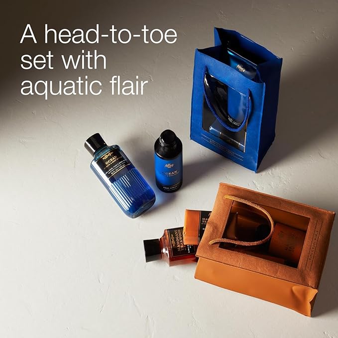 Bath & Body Works Men's Gift Set, Ocean Scent – with Body Wash, Bar Soap, Moisturizing Cream, Body Spray, Men’s Grooming Collection for Gifting or Everyday Use - 1 Pack