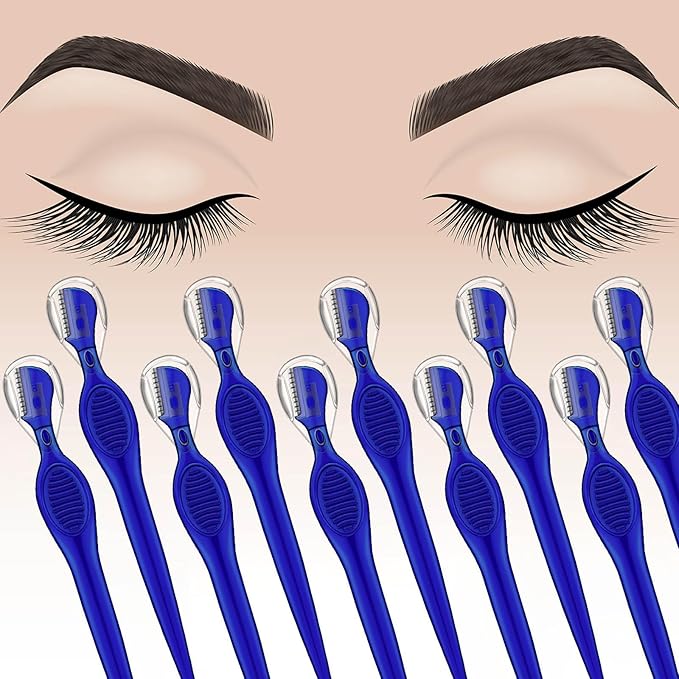 Mudder 28 Pcs Eyebrow Razor Knife Shaver Trimmer Shaver Multipurpose Exfoliating Tool Facial Hair Removal for Women Valentine Gift Giving(Royal Blue)