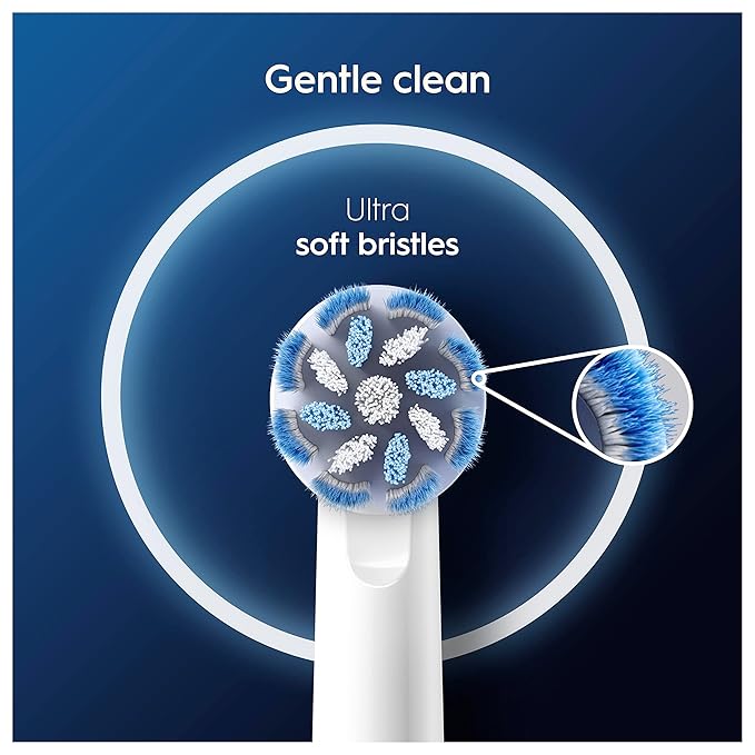 Oral-B Pro Sensitive Clean Electric Toothbrush Replacement Heads, X-Shaped & Extra Soft Bristles for Gentle Brushing & Plaque Removal, Pack of 4 Toothbrush Heads, White