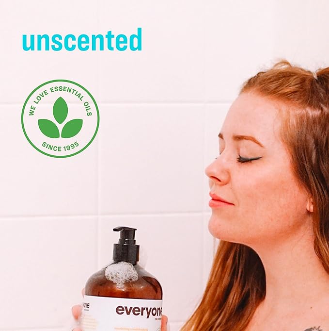 Everyone 3-in-1 Soap, Body Wash, Bubble Bath, Shampoo, 32 Ounce (Pack of 2), Unscented, made for Men and Women