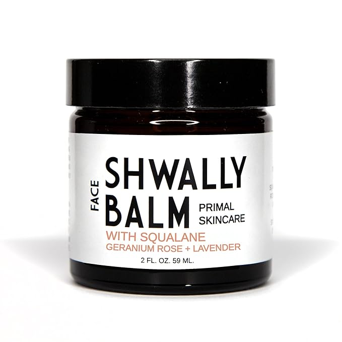 Shwally Tallow & Squalane Non-Comedogenic Face Balm - Paleo & Primal Tallow Moisturizer - 100% Grass-Fed Tallow, Squalane & Calendula Flowers - Rich in Vitamin A, K, D & E - Creates Soft, Smooth Skin - 4 Oz (Mild Geranium Rose + Lavender, 4 Oz)