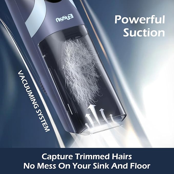 Beard Trimmer for Men - Vacuum Mustache Trimmer with Adjustable 20 Length Setting for Less Mess,IPX7 Waterproof Rechargeable Electric Mens Beard Trimmer for Precision Facial Hair, Sideburns