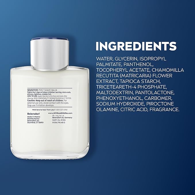NIVEA MEN Real Madrid Limited Edition Design Sensitive Post Shave Balm, with VitaminPro Complex, Alcohol Free After Shave Balm for Men, 3.3 Fl Oz Bottle