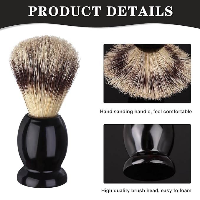 7Pcs Men Shaving Brushes Wood Handle, Professional Salon Tools Hand Crafted Shaving Brush Wood Handle Shave Brushes Handmade Pure Badger Hair Brush for Men Beard