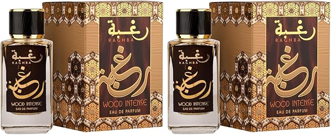 Lattafa Raghba Wood Intense for Unisex Eau de Parfum Spray, 3.4 Ounce (Pack of 2)