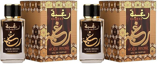 Lattafa Raghba Wood Intense for Unisex Eau de Parfum Spray, 3.4 Ounce (Pack of 2)