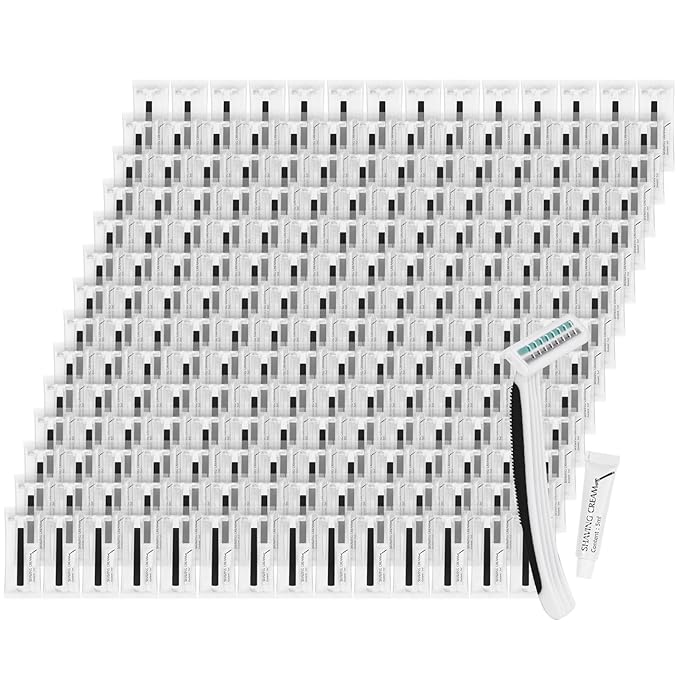 Disposable Razors Bulk, Razors Individually Wrapped Bulk, Travel Razors Bulk With Shaving Cream For Hotels, Shelters, Homeless, Nursing Homes, Charities, Churches, Black (100-PACK)