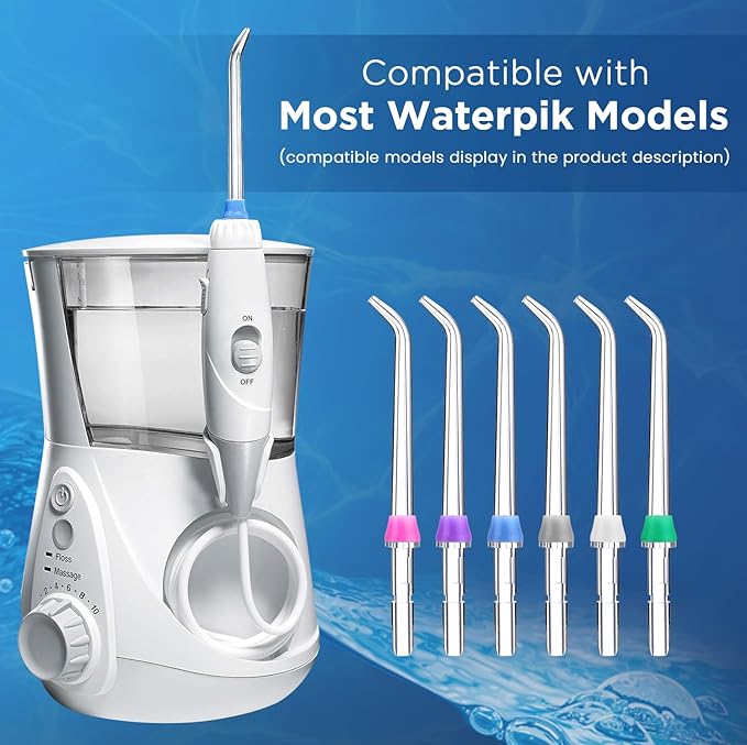 12PCS for Waterpik Replacement Heads, Replacement Picks Water Flosser Replacement Tips for Water Pik(6 Classic Jet Tips + Other 6 Different Tips)