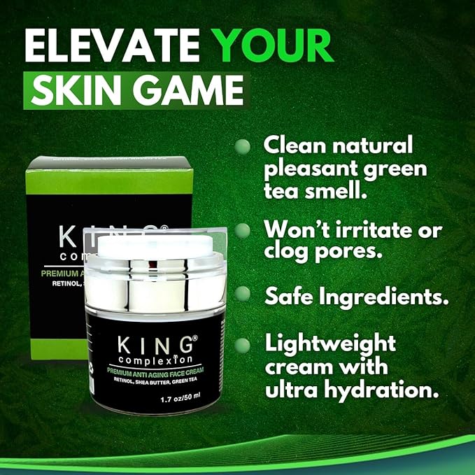 Mens Anti Aging Face Cream with Retinol – Organic Skin Care Face Moisturizer with Shea Butter – Non Greasy – Clean Ingredients, Lightweight – All Skin Types – Black Owned (1.7 oz)