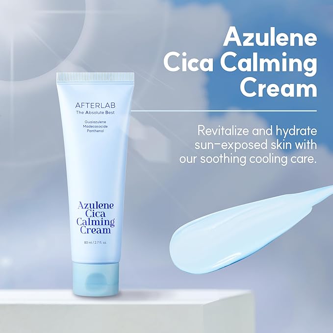 AFTERLAB Azulene CICA Calming Cream, Sensitive Skin Moisturizer for Men & Women, Soothing Hydration for Redness-Prone Skin, After-Shave Comfort, 2.7 fl.oz/ 80ml