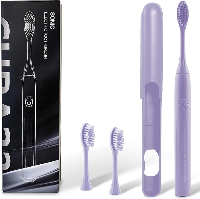Electric Toothbrush - Waterproof Ultrasonic Toothbrush with 37500 VPM High-Frequency Vibrations, Soft Dupont Bristles & 2-Min Timer - Deep Cleaning for Teeth and Gums (Purple)