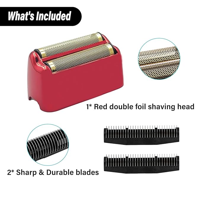 Compatible with BaByliss Pro FX3 Foil Shaver Replacement Head, Pro Shaver Rplacement Foil Red Compatible with BaBylisspro FX3 Professional High Speed Foil Shaver Top, FXX3RF Blade Parts with 2 Cutters