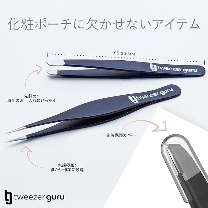Tweezer Guru Eyebrow Tweezers for Women & Men - Set of 2, Professional, Stainless Steel, Slant and Pointed Tweezers for Ingrown Hair, Splinters and Blackhead Removal (Teal)