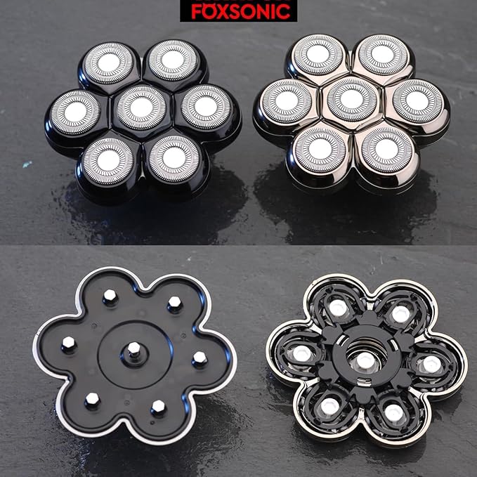 Magnetic 7 Blades Head Shaver Replacement Blades for head Shaver and Other Brands Head Shaver (CX7 Silver)