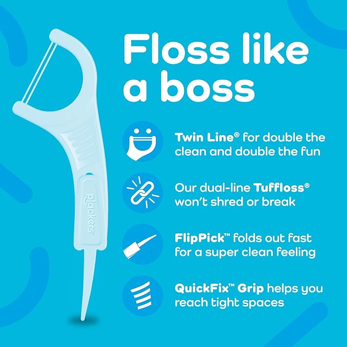Plackers Twin Line Dental Floss Picks, Dual-Line Tuffloss, Easy Storage, Cool Mint Flavor, 300 Count
