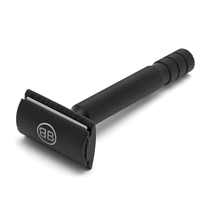 BBNY&Co Jet Black Premium Double-Edged Safety Razor Kit for Men and Women – Includes 10 Stainless Steel Reusable Blades