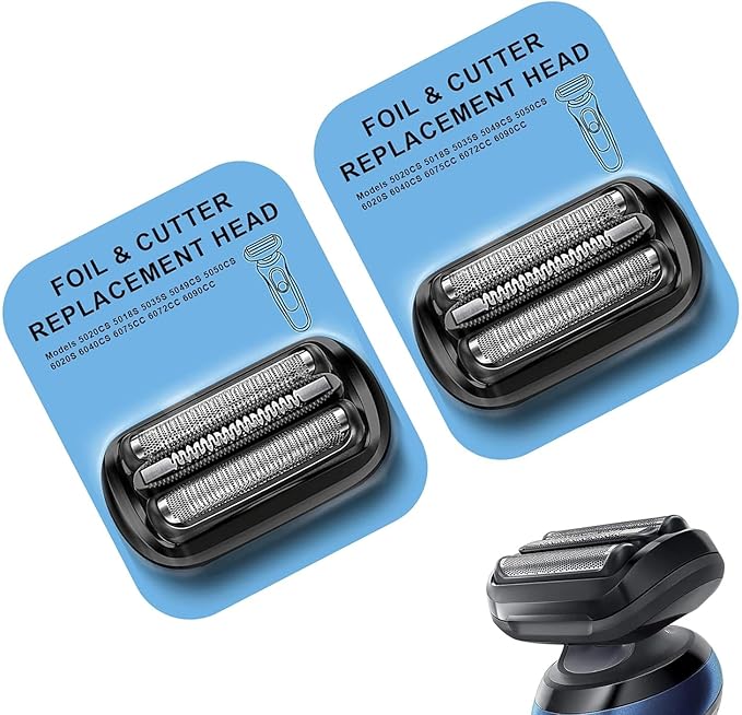 53B Series 5 Shaver Replacement Heads for Braun Series 5/6 Electric Foil Shaver 5020cs 5018s 5035s 5049cs 5050cs 6020s 6040cs 6075cc 6072cc 6090cc,2Pack