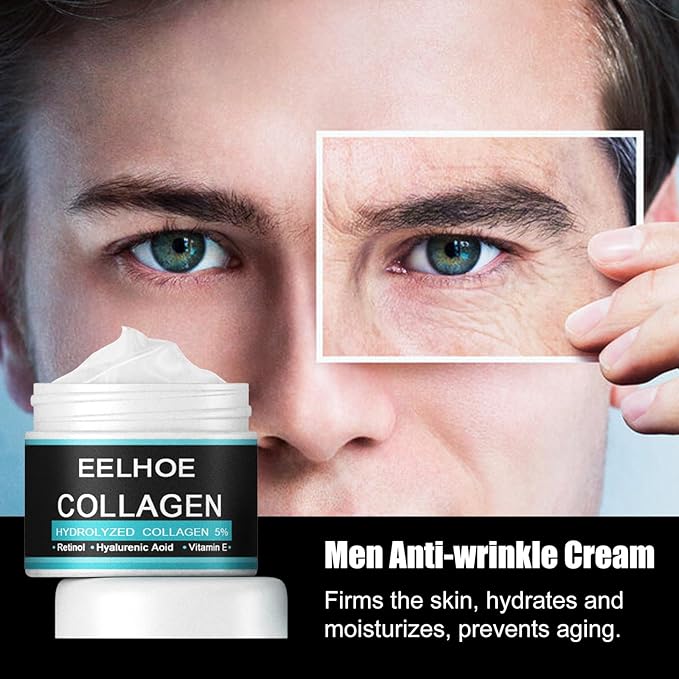 Retinol Face Cream for Men with Vitamin E & Hyaluronic Acid – Anti-Wrinkle, Deep Hydration, Firming & Moisturizing Day & Night Cream – Gentle Formula for Smooth, Youthful Skin – 1.06 oz