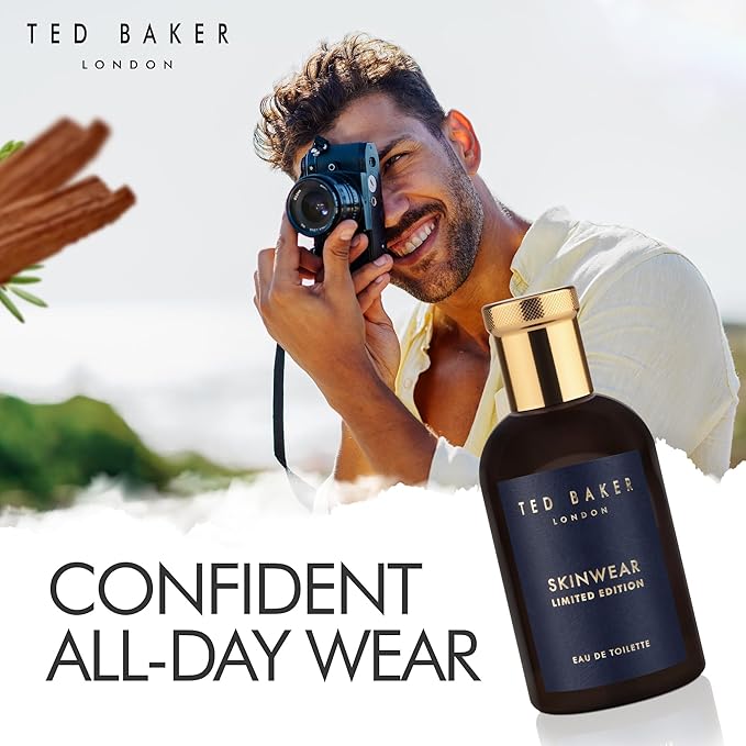 Ted Baker Skinwear Limited Edition Men’s Eau de Toilette Fresh Citrus Woody Cologne with Lime, Bergamot, Sandalwood Long Lasting Masculine Fragrance for Him 3.4 Floz