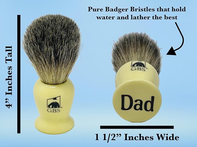 G.B.S Customizable Pure Badger Bristle Shaving Brush, Ivory Handle