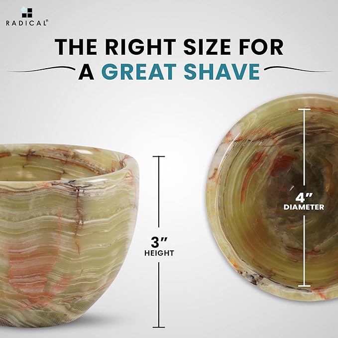 Radicaln Marble Shaving Bowl 3" Inch Green Onyx Handmade Soap Dish for Shaving Cream & Shave Soap, Barber Supplies Stone Bowl for Men’s Grooming Accessories