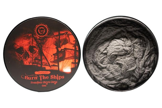 Shave Cream for Men | Burn The Ships Premium 4oz | Hydrating & Lathering Shaving Cream for Wet Shaving Sensitive Skin Beard Softening Natural Ingredients | Use Shaving Brush For Smooth Razor Glide