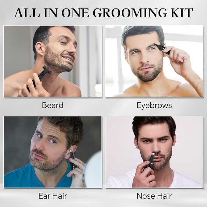 Nose Hair Trimmer for Men, 2025 Professiona Painless USB Rechargeable Eyebrow Trimmer, Waterproof Ear and Nose Hair Trimmer for Men Women, Facial Hair Remover with Adjustable Comb, Dual Edge Blades