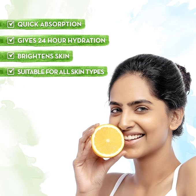 Mamaearth Vitamin C Ultra Light Gel Oil-Free Moisturizer | Long Lasting Hydration with Aloe Vera Water | Reduces Sun Damage & Dryness | for Face & Body | 6.76 Fl Oz (200ml)