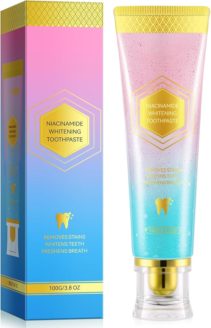 Niacinamide Whitening Toothpaste, Niacinamide Toothpaste Intensive Whitens Teeth, Stain Removal, Protects Tooth Enamel, Freshening Breath All Day with Natural Mint &Peach Flavor (1PC)
